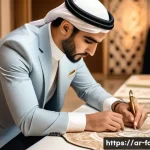 패션디자인 업계 평균 연봉 분석 - A professional Middle Eastern fashion designer in a modern Dubai studio, dressed in stylish modest a...
