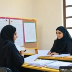 패션디자인 학위와 자격증 비교 - A detailed classroom scene in a modern Middle Eastern university fashion design program, featuring d...