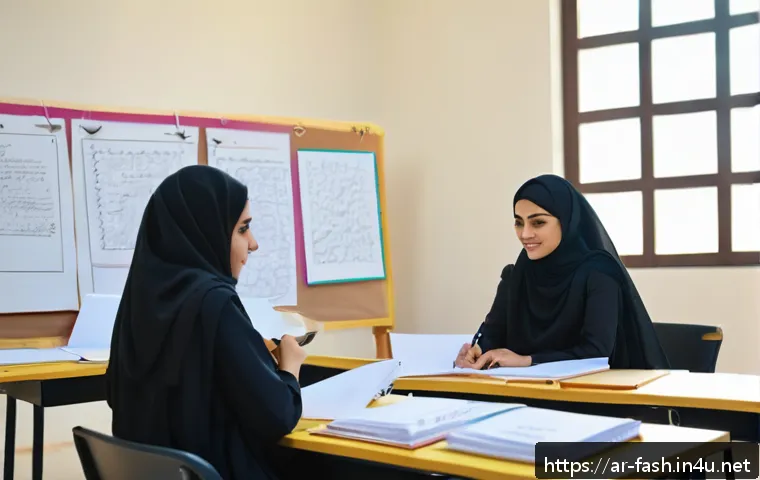 패션디자인 학위와 자격증 비교 - A detailed classroom scene in a modern Middle Eastern university fashion design program, featuring d...